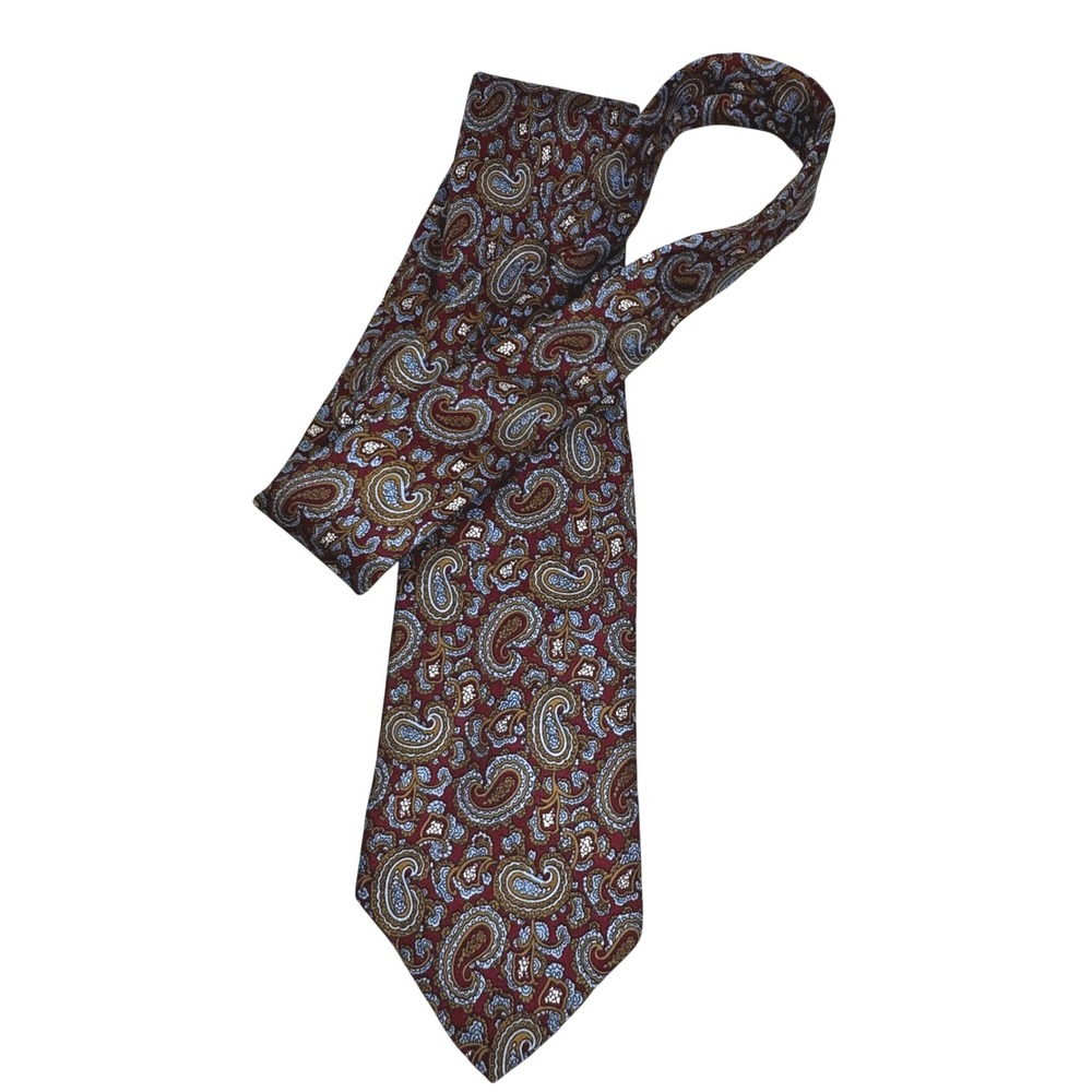 Christian Dior brown‎ blue paisley silk tie